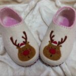 Price and Buy Wool Felt Slippers with Handcrafted Reindeer Pattern