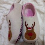 Price and Buy Wool Felt Slippers with Handcrafted Reindeer Pattern - Image 3