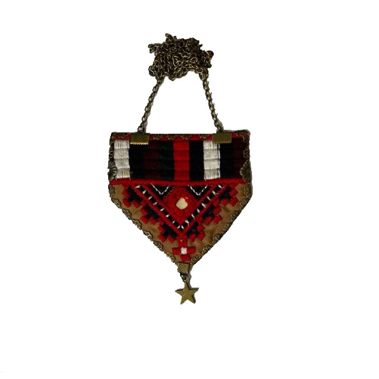 Price and Buy Woven Embroidered Necklace with Metal Chain and Symbolic Details_690131d0c682c.jpeg Price and Buy Woven Embroidered Necklace with Metal Chain and Symbolic Details - Image 1