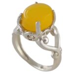 Price and Buy Yellow Agate Sharaf al-Shams Ring in Pure Silver – Four Prong Setting Ring