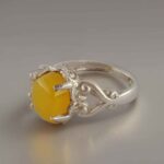 Price and Buy Yellow Agate Sharaf al-Shams Ring in Pure Silver – Four Prong Setting Ring - Image 3