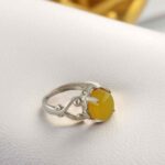 Price and Buy Yellow Agate Sharaf al-Shams Ring in Pure Silver – Four Prong Setting Ring - Image 4