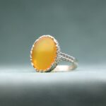 Price and Buy Yellow Agate Sharaf al-Shams Ring in Pure Silver – Petal Pattern Ring Band