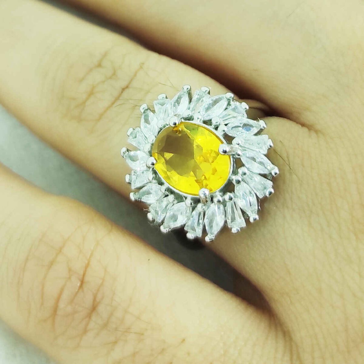Price and Buy Yellow Citrine Silver Ring for Women Khorshid - Image 3