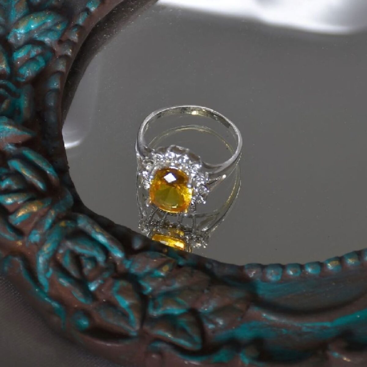 Price and Buy Yellow Citrine Silver Ring for Women Samin - Image 5