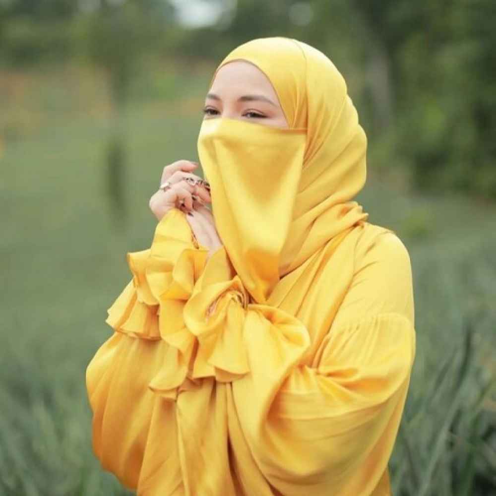 Price and Buy Yellow Islamic Square Scarf & Half Niqab Set for Women - Image 3