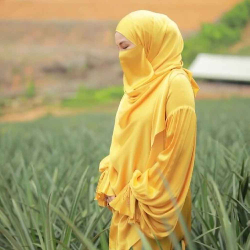 Price and Buy Yellow Islamic Square Scarf & Half Niqab Set for Women - Image 4