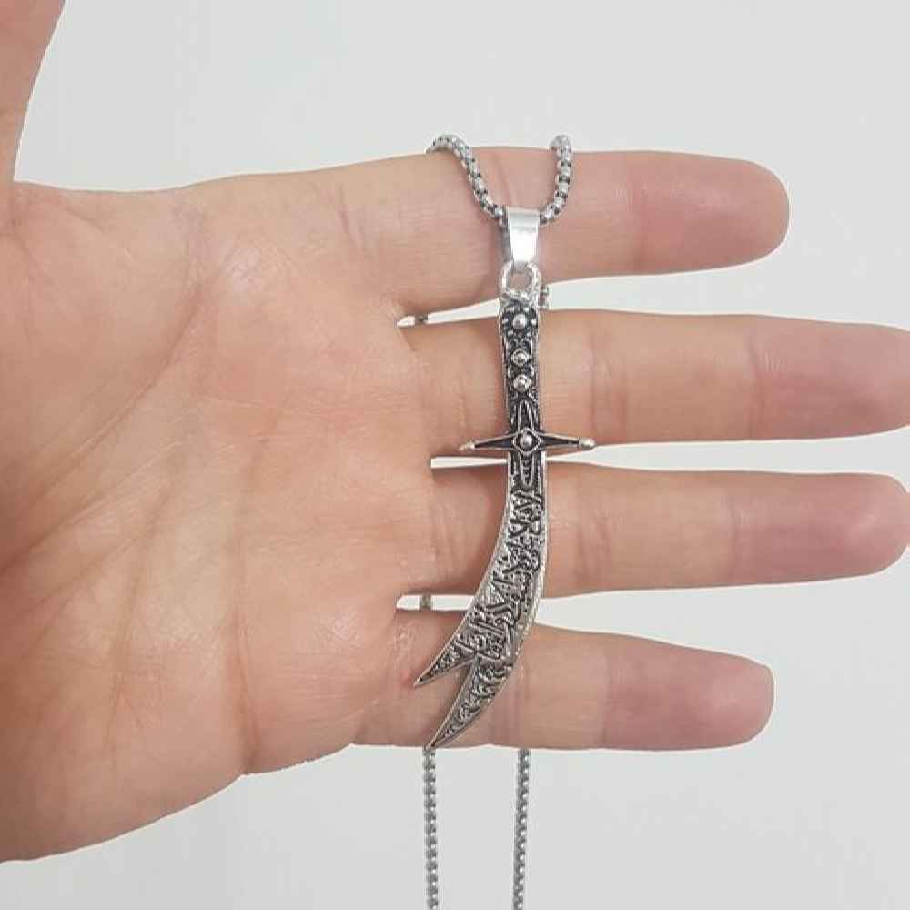Price and Buy Zulfiqar Sword Necklace – Islamic Steel Sword Pendant - Image 3