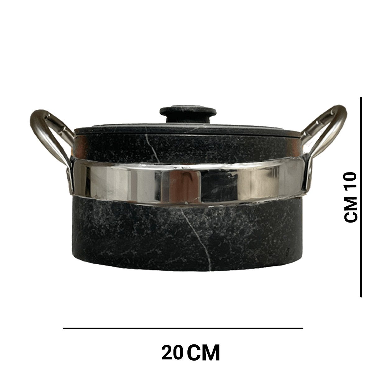 ava-2-steel-charb-min Price and Purchase of 4-Person Stone Pot with Stainless Steel Handle, Royal Export Model, Super Plus A2 | Premium Stone Cookware - Image 1